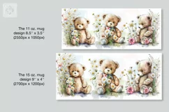 Watercolor Teddy Bear mug PNG sublimation. 11&15 oz mug Product Image 2