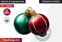 Christmas Baubles Clipart, Festive Holiday Ornaments PNG Product Image 1