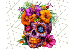 Bright Sugar Skull PNG Clipart, Halloween Colorful Skull Png Product Image 4