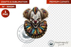 Horrific Evil Clown Clipart - Halloween Creepy Circus PNG Product Image 1