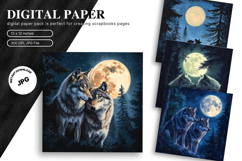 Wolf Wall Art Digital Paper Backgrounds Printable Scrapbook Product Image 1