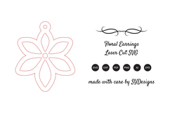 Floral Earrings Laser Cut SVG Product Image 2