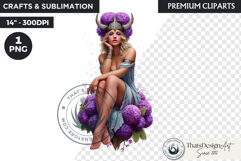 Royal Hydrangea Guardians Fantasy Warrior and Floral Graphic Product Image 1