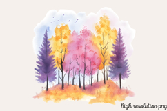 Pastel Spring Trees Clipart PNG Product Image 1