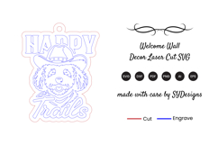 Cute Cowboy Dog Keychain Laser Cut SVG Product Image 2