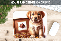 Watercolor Dog Mouse Pad Sublimation - Valentines PNG Design Product Image 1