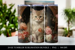 20 oz Cat Lover Skinny Tumbler Sublimation Design PNG Product Image 1