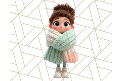Kawaii Cozy Girl Clipart PNG, Pastel Fall Cozy Aesthetic Product Image 4