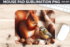 Watercolor Squirrel Mouse Pad Sublimation - Thanksgiving PNG Product Image 1