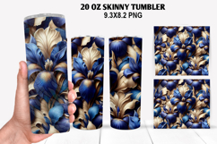 3D Flower Skinny Tumbler 20oz Wrap Design,Flowers Tumble PNG Product Image 1