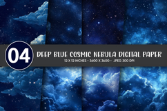 Deep Blue Cosmic Nebula Digital Paper Product Image 1