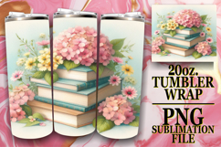 Bright love 20oz tumbler wrap, Book and flower Product Image 1