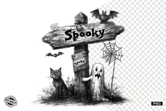 Black and White Halloween Autumn Clipart Product Image 1