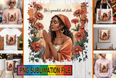 Fun Tote Bag Gift Ideas PNG, Praying Woman Product Image 1