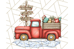 Vintage Christmas Truck Clipart PNG, Retro Holiday Vehicle Product Image 4