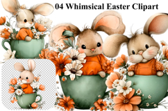 Whimsical Easter Clipart Easter Bunny PNG Product Image 1