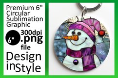 Winter Snowman Round Design 3D Keychan PNG Product Image 1