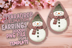 Vibrant Teardrop Earrings Template for Printing , Snowman Product Image 1