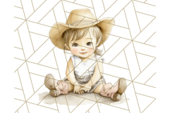 Cowgirl Baby Clipart PNG, Cute Toddler Western Outfit Art Product Image 4