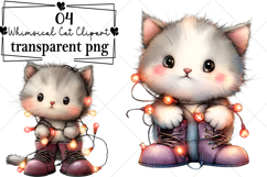 Whimsical Cat Clipart Watercolor PNG Product Image 1