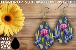 BRIGHT TEARDROP EARRINGS PNG, Flower Pattern Product Image 1