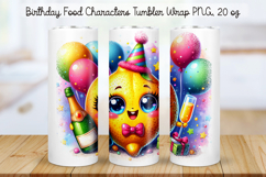 Birthday Food Character Tumbler Wrap PNG 20 oz Product Image 1