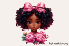 Cute Black Girl with Flower Clipart PNG Product Image 1