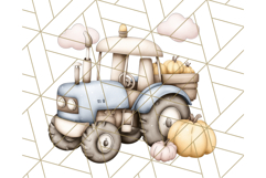 Fall Tractor Clipart PNG, Vintage Tractors With Pumpkins Product Image 4