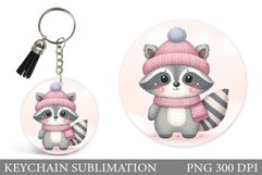 Christmas Raccoon Keychain. Christmas Keychain Design Product Image 1
