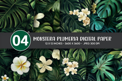 Monstera Plumeria Digital Paper Product Image 1