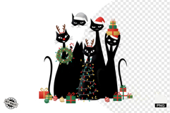Whimsical Christmas Cats Clipart Product Image 1