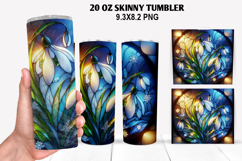 Florals Skinny Tumbler 20oz Wrap Design, Winter Tumbler PNG Product Image 1