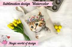 Kitten Watercolor png, Nursery Decor Wall Art Product Image 3