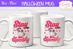 Stay spooky mug wrap sublimation PNG, Pink Halloween mug PNG Product Image 2