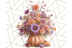 Pumpkin Clipart with Fall Flowers PNG Autumn Illustration Product Image 4