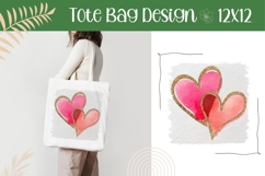 Love Illustration, Watercolor Love Hearts Tote Bag Design Product Image 1