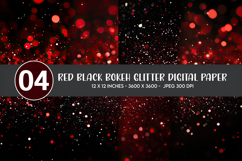 Red Black Bokeh Glitter Digital Paper Product Image 1