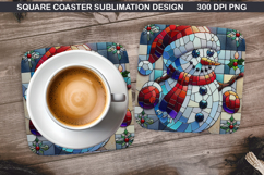 Snowman Coaster Sublimation, Christmas Coaster PNG Design Product Image 1
