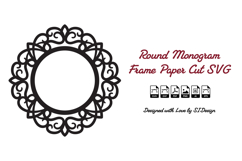 Round Monogram Frame SVG -Paper Cut Ornate Circle Border Product Image 2