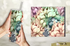 STAINED GLASS FLORAL sublimation tumbler wrap design png Product Image 3