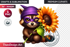 Cute Autumn Animals &amp; Sunflowers - Thanksgiving Clipart Product Image 1