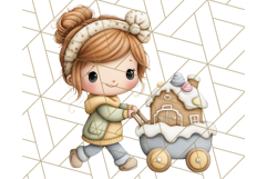 Cozy Cookie Village Clipart, Gingerbread Holiday PNG Product Image 4