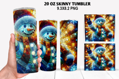 Snowman Skinny Tumbler 20oz Wrap Design, Christmas Tumbler Product Image 1