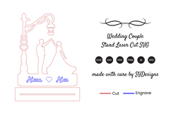 Wedding Couple Stand Laser Cut SVG Product Image 2