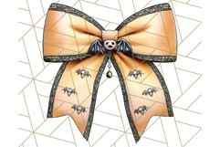 Muted Halloween Bow Clipart, Fall Ribbon PNG Autumn Hair Bow Product Image 4