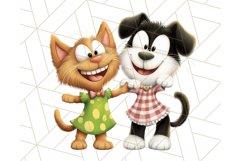 Dog and Cat Friends PNG, Cute Pet Clipart, Funny Animal Art Product Image 4