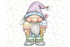 Ice Cream Gnome Clipart PNG Summer Dessert Art, Summer Gnome Product Image 4