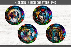 Dog Stained Glass Round Coaster Sublimation Design PNG Product Image 2