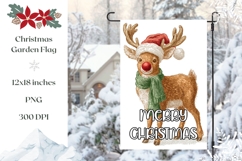 Merry Christmas Deer Garden Flag PNG, Winter Garden Flag Product Image 1