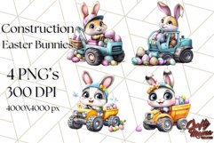 Pastel Easter Construction Clipart, Bunny Truck PNG Product Image 1